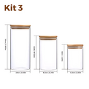 Kit com 6 Potes Herméticos de Vidro 200ml – Tampa de Bambu Natural Redonda