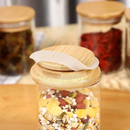 Kit com 6 Potes Herméticos de Vidro 200ml – Tampa de Bambu Natural Redonda