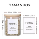 Kit com 6 Potes Herméticos de Vidro 200ml – Tampa de Bambu Natural Redonda