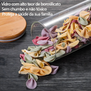 Kit com 6 Potes Herméticos de Vidro 200ml – Tampa de Bambu Natural Redonda